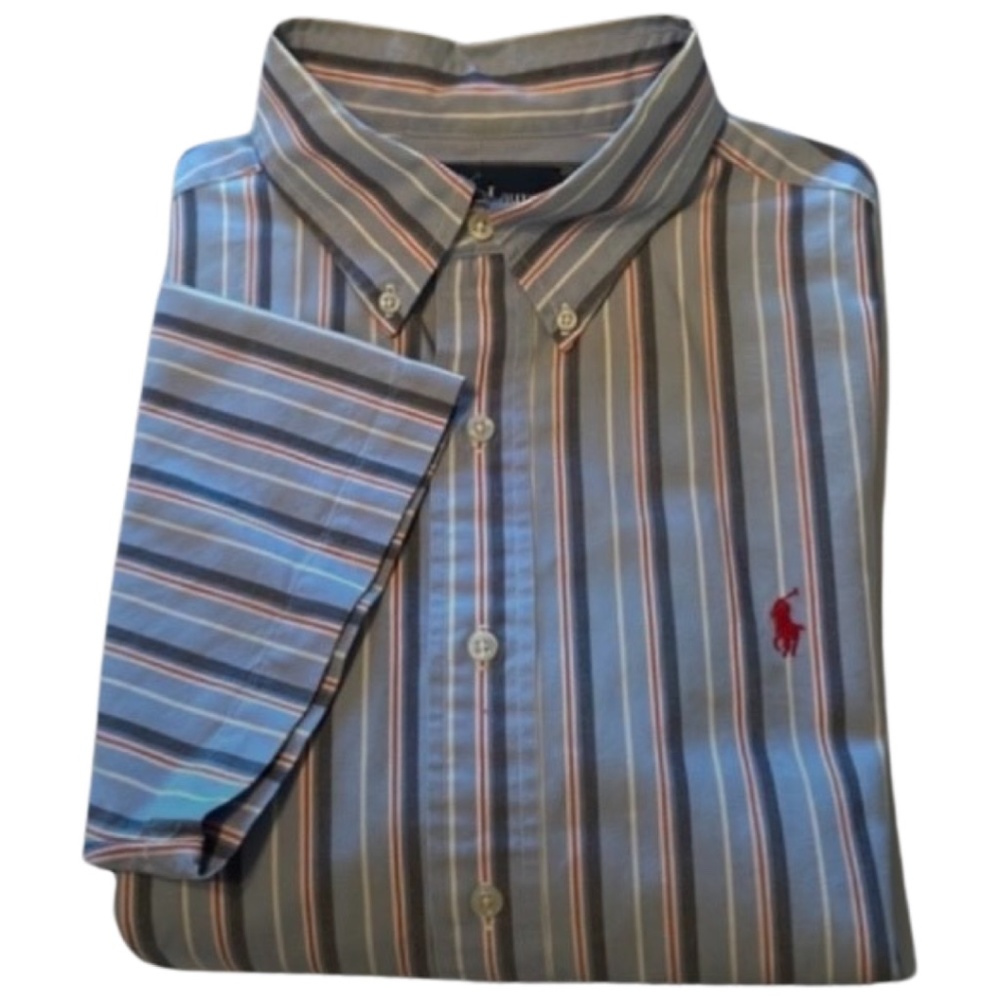 Ralph Lauren Classic Short Sleeve, Striped Button-Down Shirt Size Large